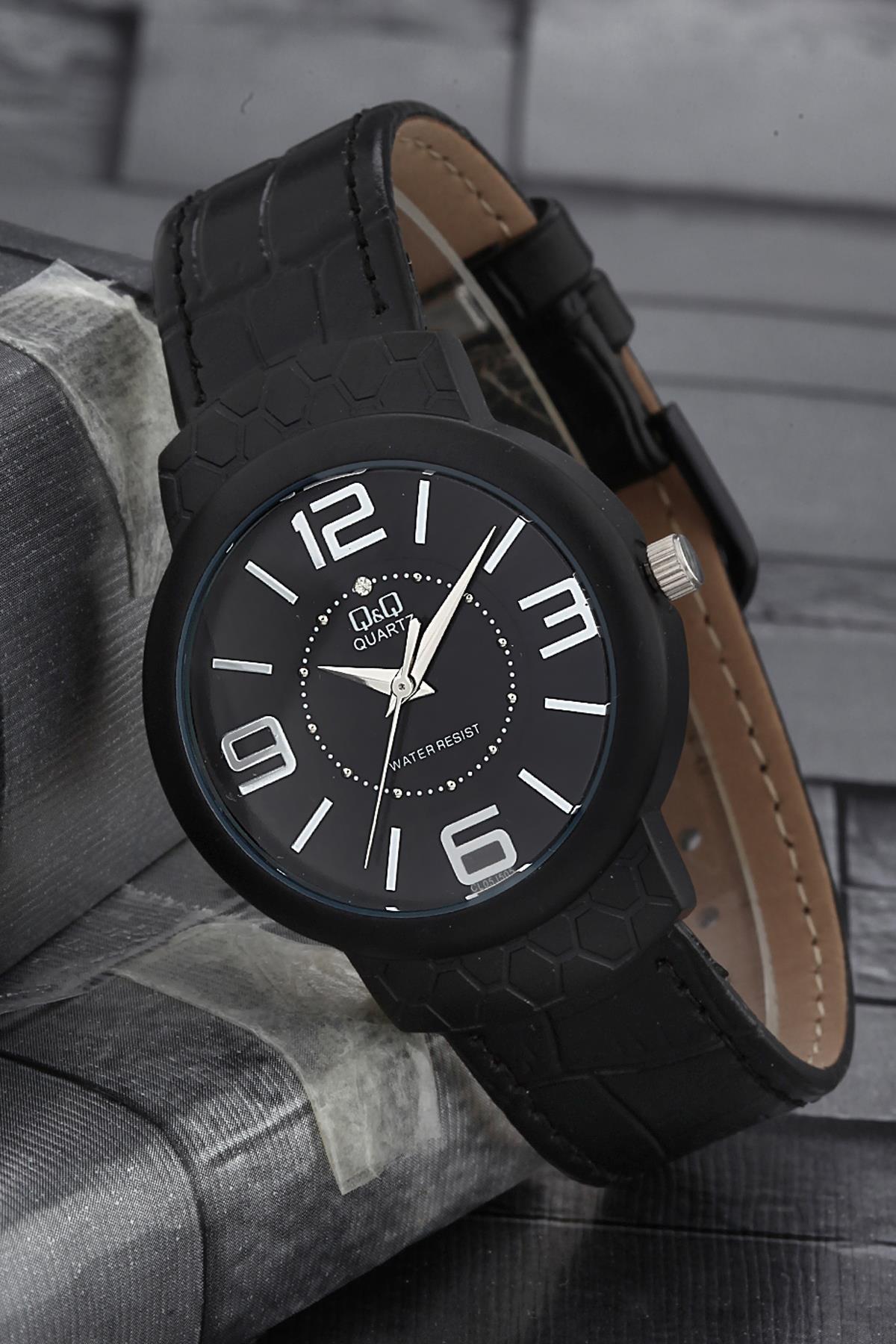 Q&Q 3B680 36 mm Siyah Deri Kordon Analog Kadın Kol Saati