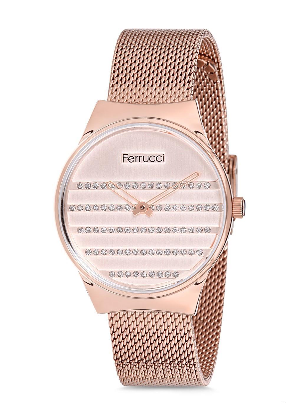 Ferrucci 9FM2356 38 mm Rose Gold Çelik-Hasır Kordon Analog Kadın Kol Saati
