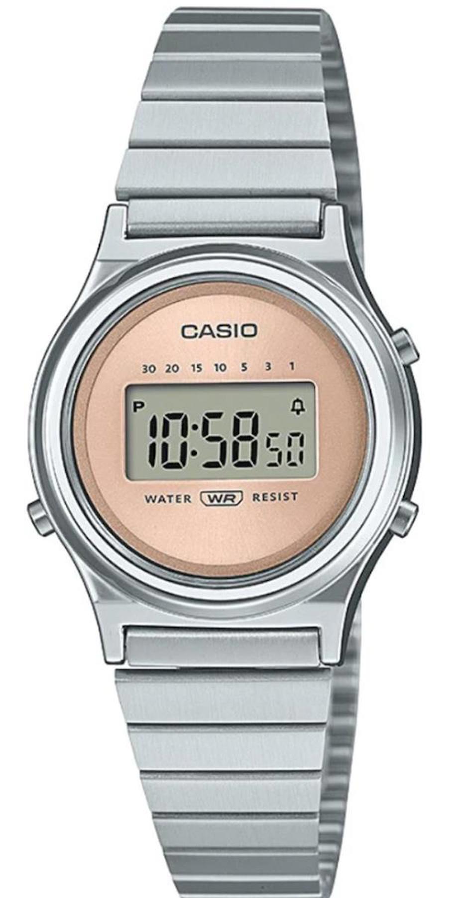 Casio LA700WE-4ADF Takvimli 43 mm Gri Çelik Kordon Dijital Kadın Kol Saati