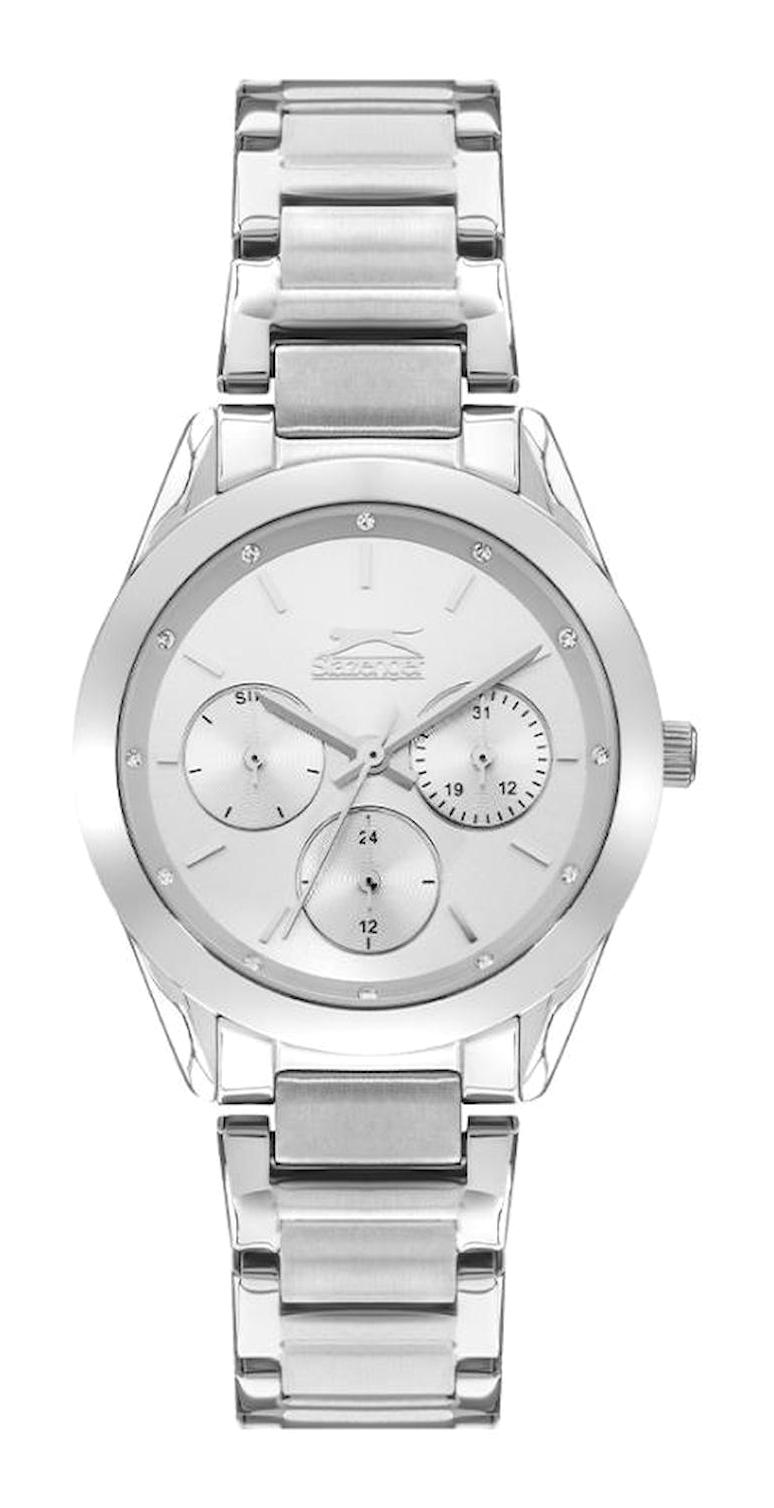 Slazenger SL.09.2033.4.01 Takvimli 35 mm Gri Metal Kordon Analog Kadın Kol Saati