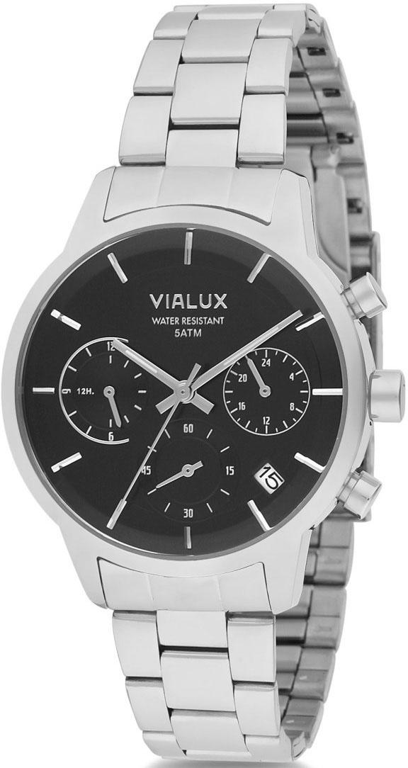 Vialux LY553S-04SS Takvimli 40 mm Gri Çelik Kordon Analog Kadın Kol Saati