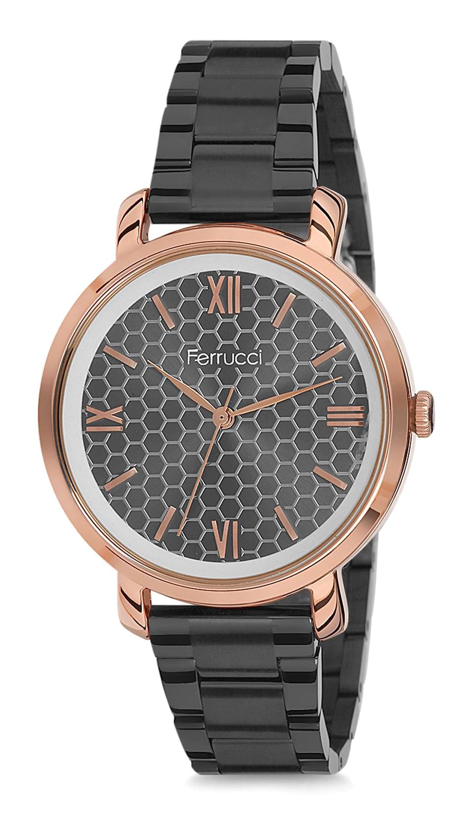 Ferrucci 9FM800 38 mm Siyah Metal Kordon Analog Kadın Kol Saati