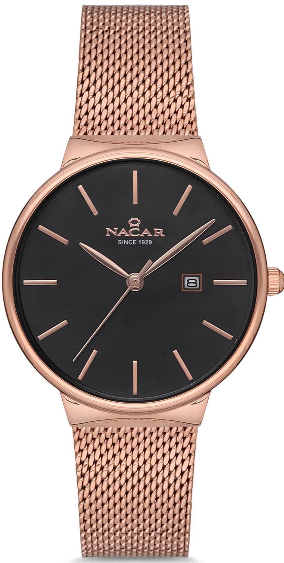 Nacar 34-390431-RBRM Takvimli 32 mm Rose Gold Hasır Kordon Analog Kadın Kol Saati