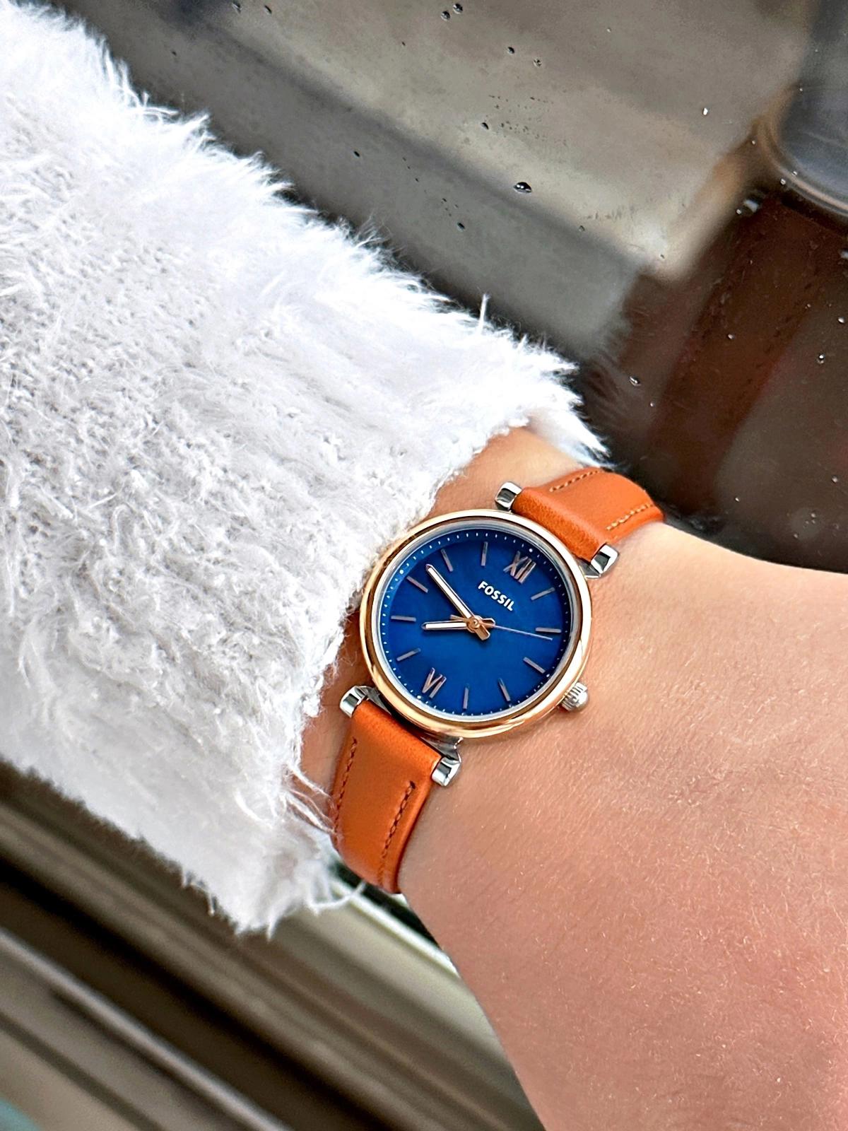 Fossil FES4701 34 mm Turuncu Deri Kordon Analog Kadın Kol Saati
