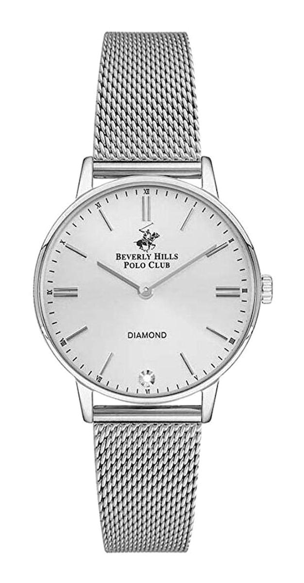 Beverly Hills Polo Club BP3290X.330 34 mm Gri Çelik Kordon Analog Kadın Kol Saati