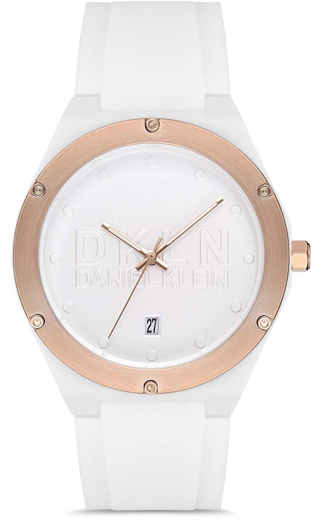 Daniel Klein DK.1.12649.1 Takvimli 43 mm Beyaz Silikon Kordon Analog Kadın Kol Saati
