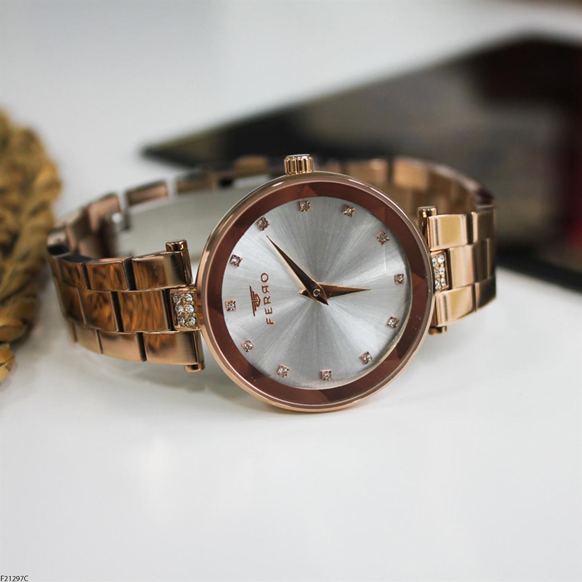 Ferro F21297C 36 mm Rose Gold Çelik Kordon Analog Kadın Kol Saati