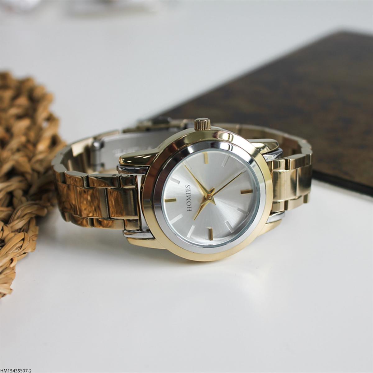 Homies HM15435S07-1 35 mm Altın Çelik Kordon Analog Kadın Kol Saati