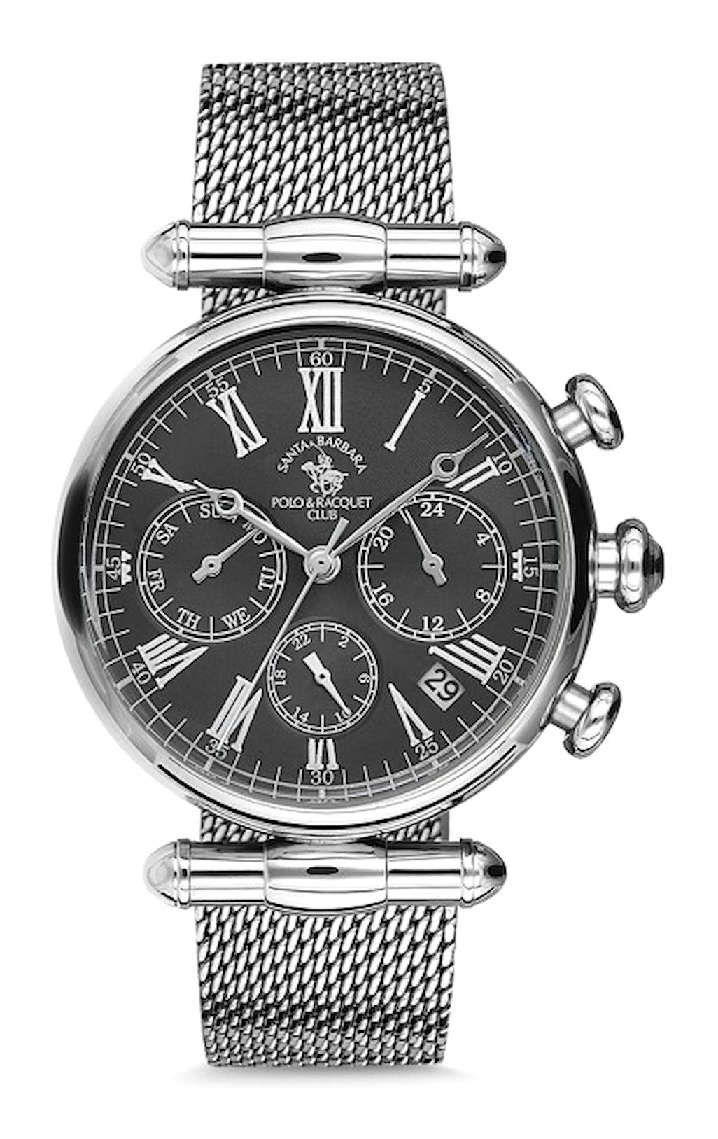 Santa Barbara Polo & Racquet Club SB.10.1113.9 Takvimli 38 mm Gri Çelik Kordon Analog Kadın Kol Saati