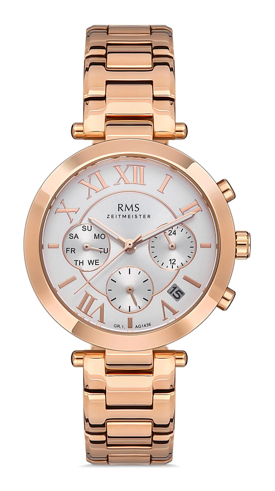 Romanson GR.1.AG1436.04 Takvimli 34 mm Rose Gold Çelik Kordon Analog Kadın Kol Saati
