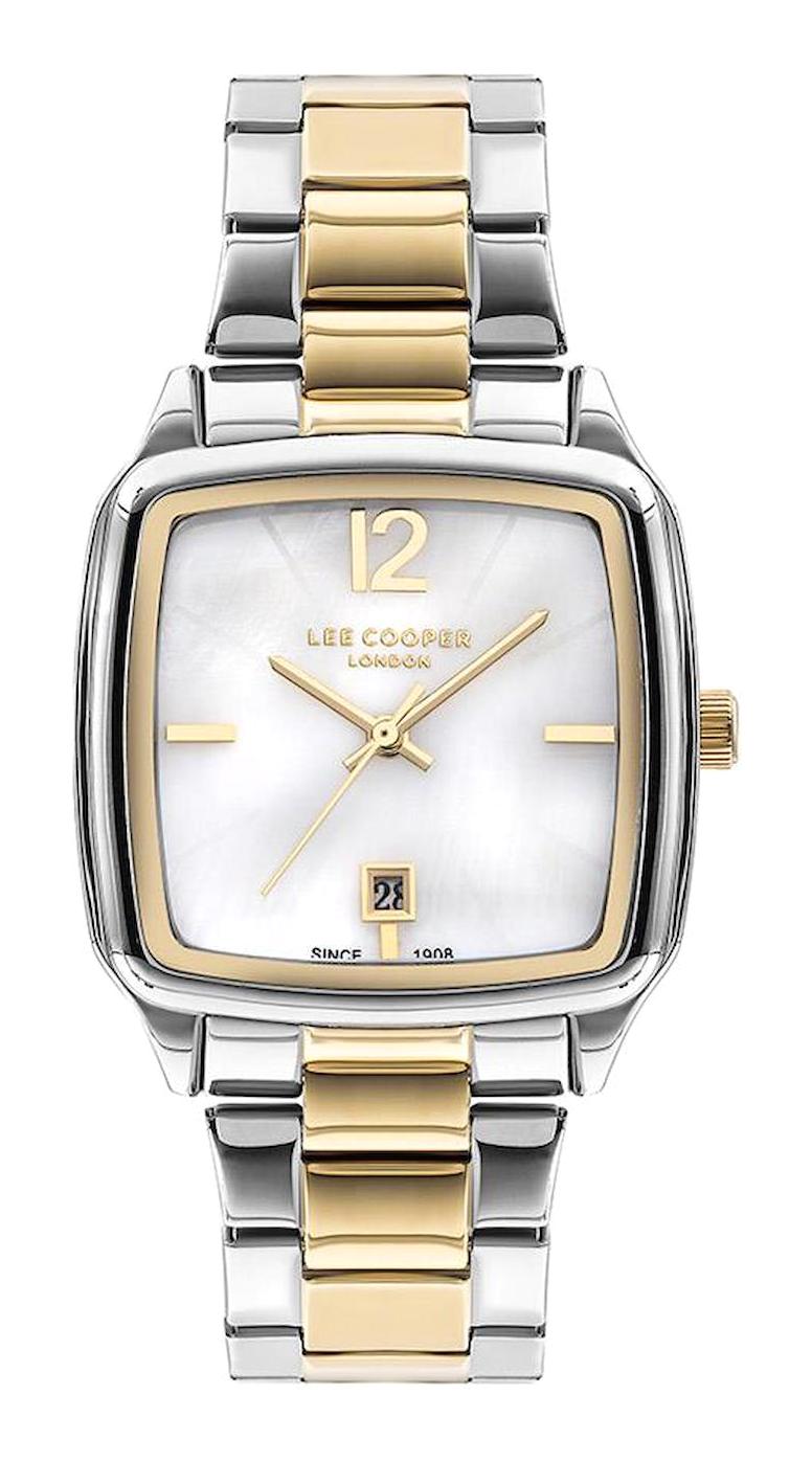 Lee Cooper LC07612.220 Takvimli 40 mm Altın-Gri Metal Kordon Analog Kadın Kol Saati