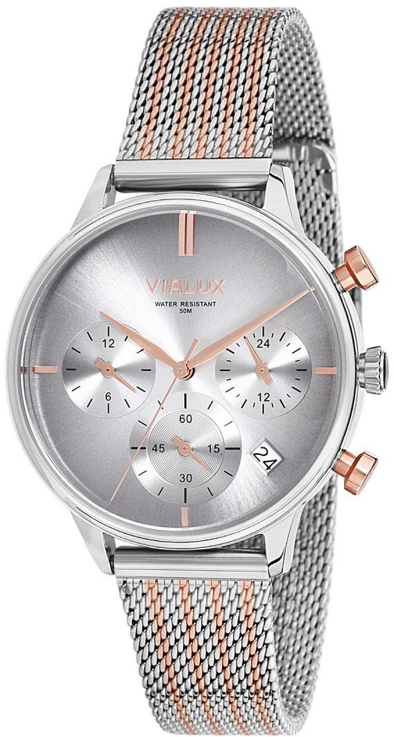 Vialux LY510T-02SR Takvimli 35.5 mm Gri-Rose Gold Çelik Kordon Analog Kadın Kol Saati