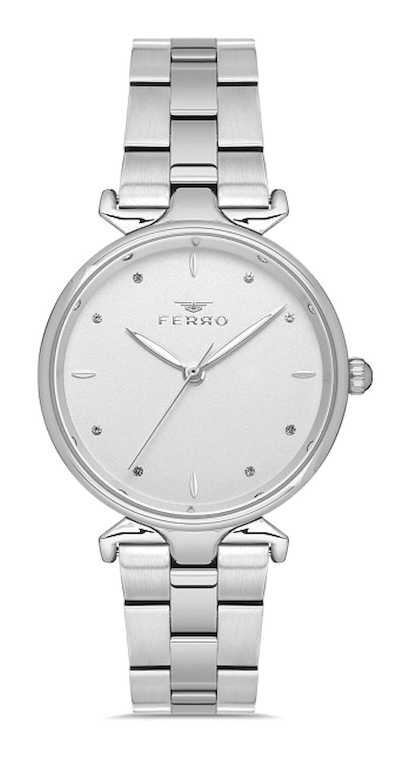 Ferro 32 mm Gri Çelik Kordon Analog Kadın Kol Saati