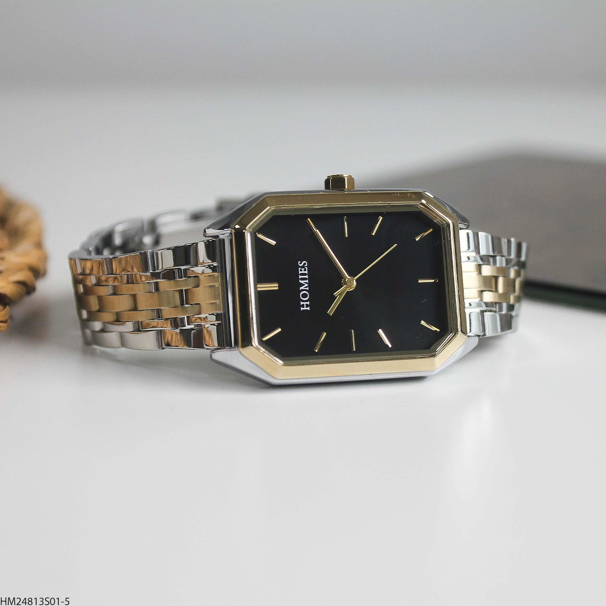 Homies HM24813S01-5 30 mm Altın-Gri Çelik Kordon Analog Kadın Kol Saati