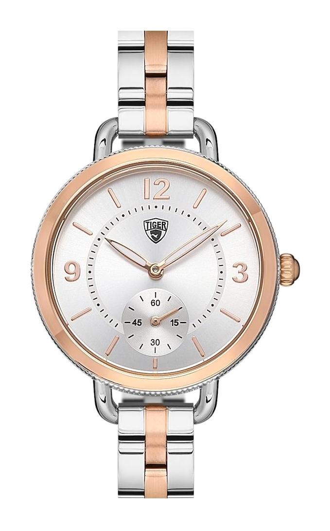 Tiger 41-45 mm Gri-Rose Gold Çelik Kordon Analog Kadın Kol Saati