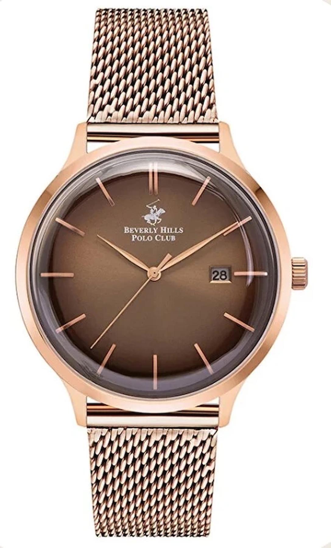 Beverly Hills Polo Club BP3032X.440 35 mm Rose Gold Hasır Kordon Analog Kadın Kol Saati
