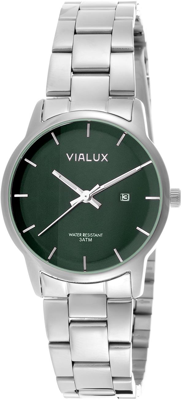 Vialux AJ537S-15SS Takvimli 34 mm Gri Çelik Kordon Analog Kadın Kol Saati