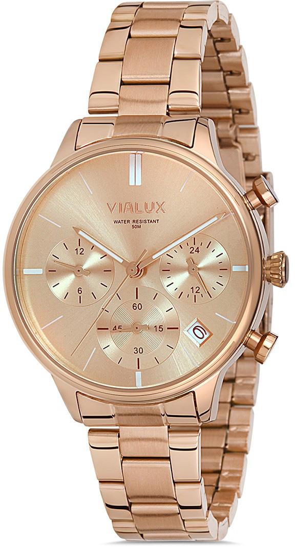 Vialux LY511R-12SX Takvimli 35.5 mm Rose Gold Çelik Kordon Analog Kadın Kol Saati