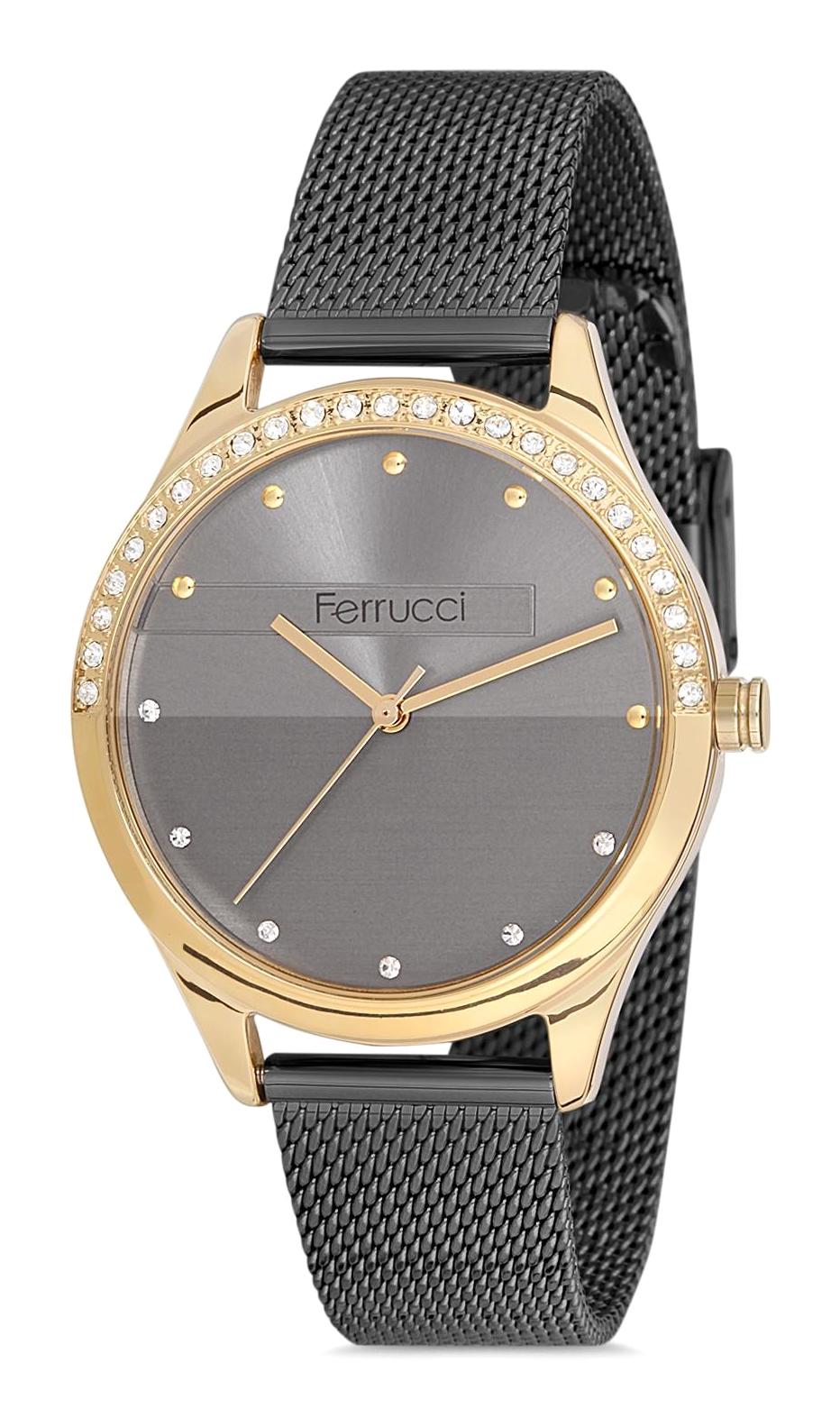 Ferrucci 9FM2164 38 mm Siyah Çelik-Hasır Kordon Analog Kadın Kol Saati