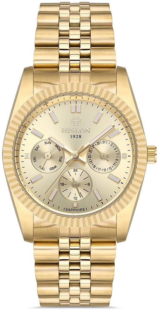 Hislon QT118G-08SG Takvimli 36 mm Altın Metal Kordon Analog Kadın Kol Saati