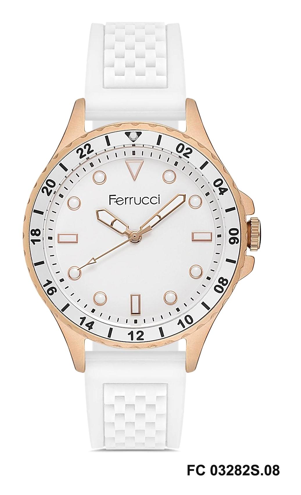 Ferrucci FC.1023.03282S.08 35 mm Beyaz Silikon Kordon Analog Erkek Kol Saati