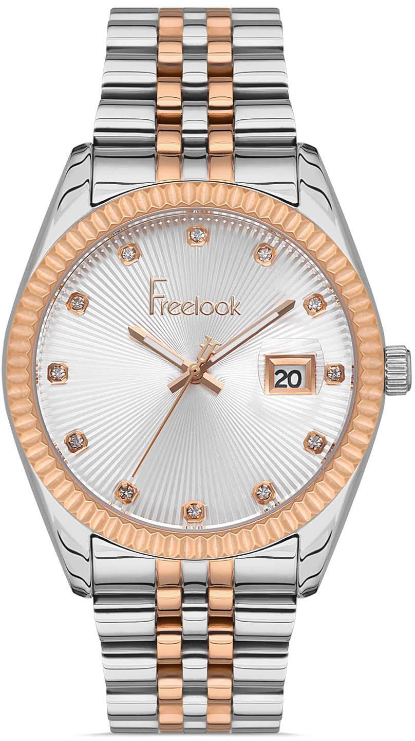 Freelook FL.1.10346.5 Takvimli 38 mm Gri-Rose Gold Çelik Kordon Analog Kadın Kol Saati