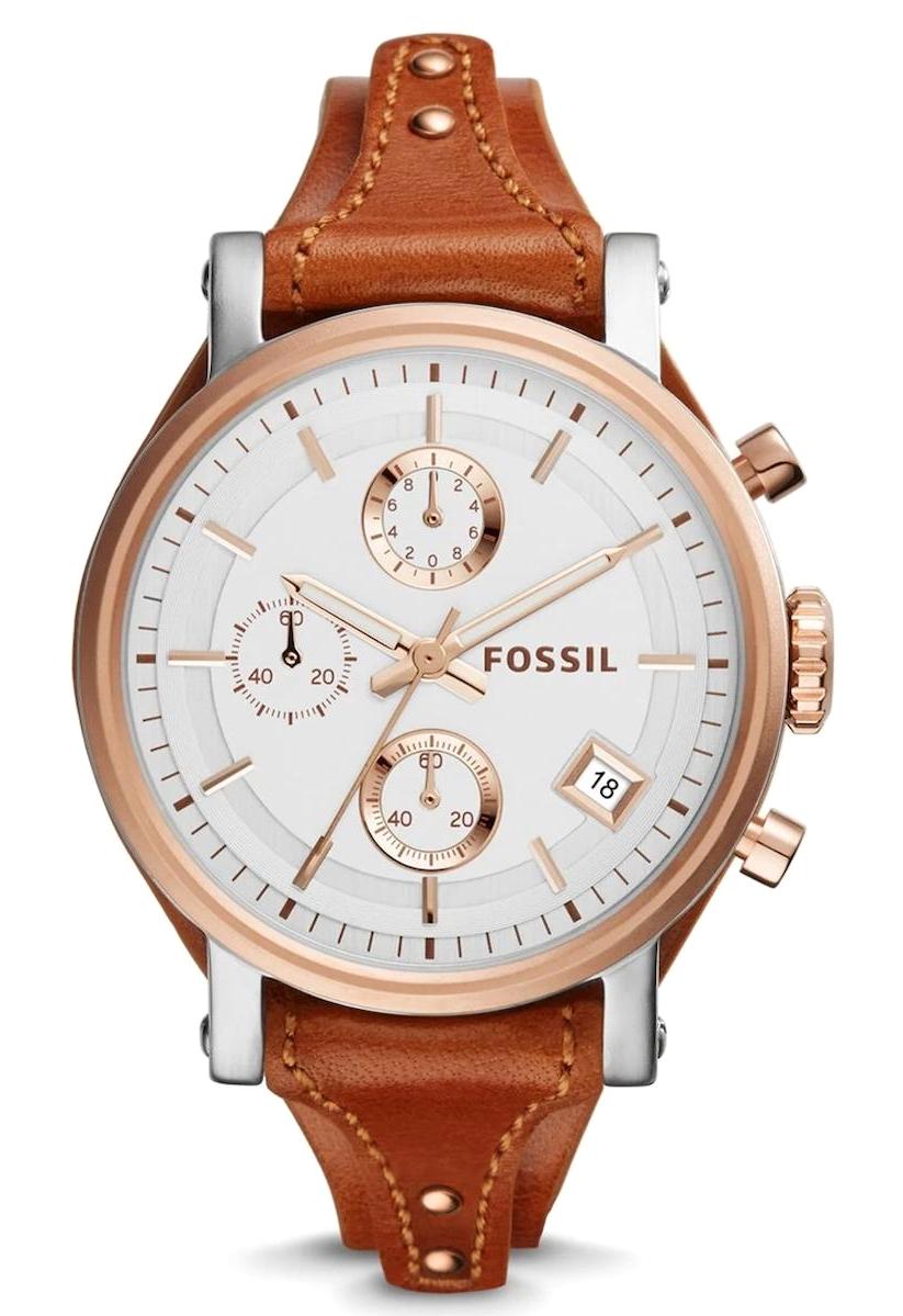 Fossil ES3837 34 mm Kahverengi Deri Kordon Analog Kadın Kol Saati