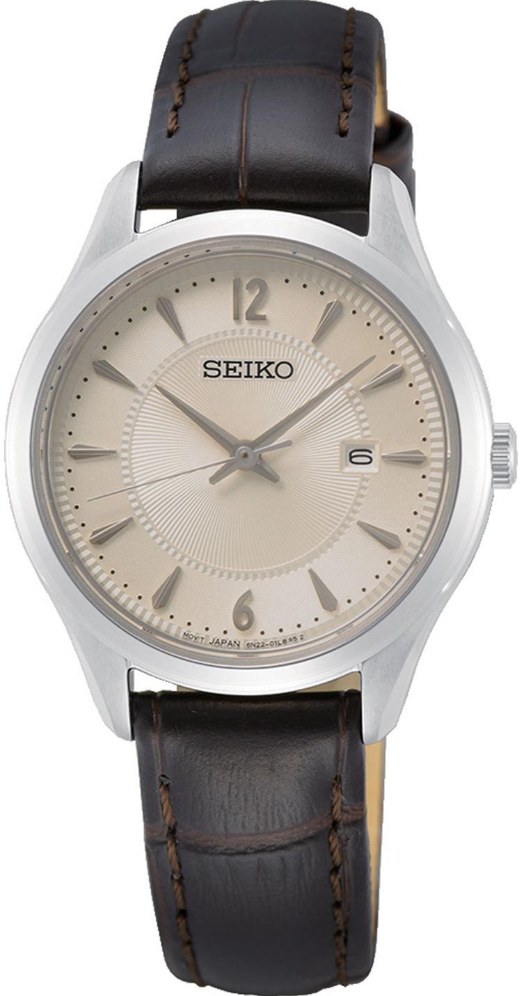Seiko SUR427P Takvimli 28 mm Kahverengi Deri Kordon Analog Kadın Kol Saati