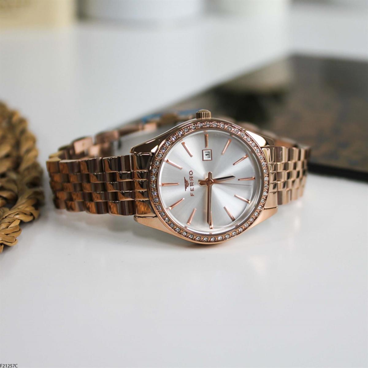 Ferro F21257C 36 mm Rose Gold Çelik Kordon Analog Kadın Kol Saati