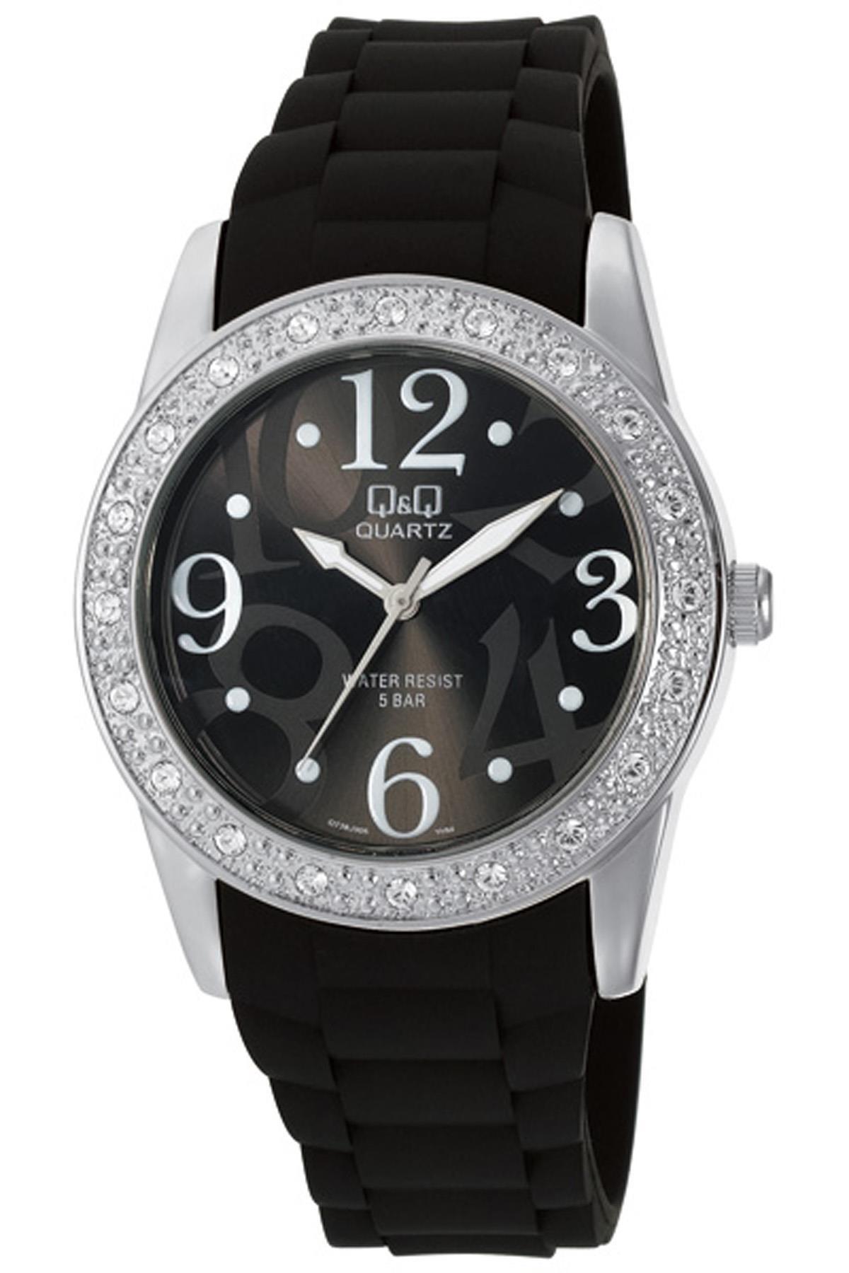 Q&Q 3B39 36 mm Siyah Silikon Kordon Analog Kadın Kol Saati