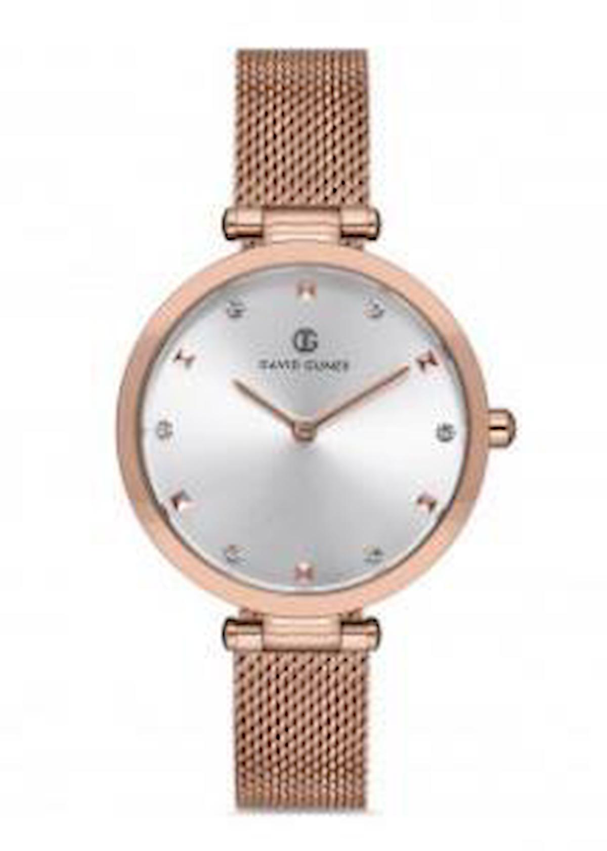 David Guner DG-8028LC-C1 32 mm Rose Gold Çelik-Hasır Kordon Analog Kadın Kol Saati
