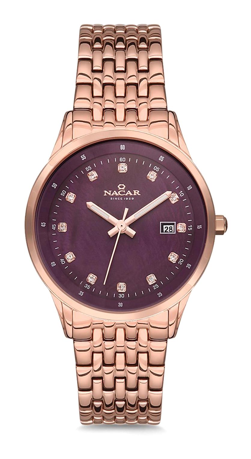 Nacar 34392126-RPM Takvimli 32 mm Rose Gold Metal Kordon Analog Kadın Kol Saati