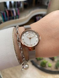 Ferro F1618C-1020-E 36 mm Gri Çelik-Hasır Kordon Analog Kadın Kol Saati