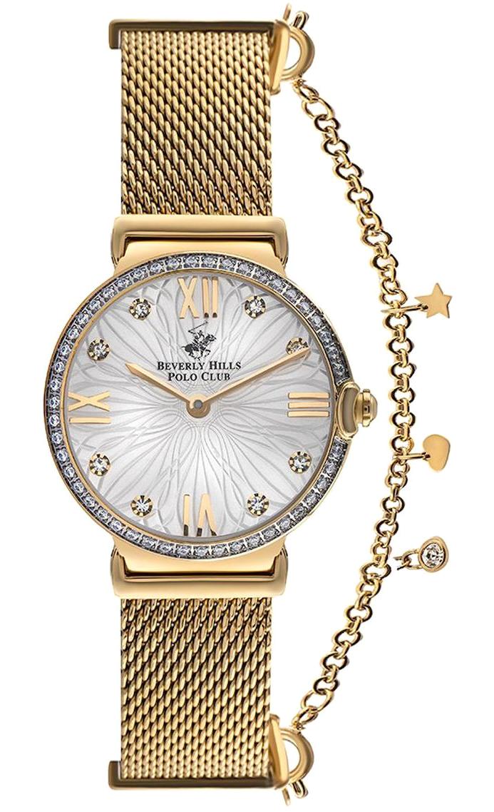 Beverly Hills Polo Club BP3363C.130 35 mm Altın Metal Kordon Analog Kadın Kol Saati