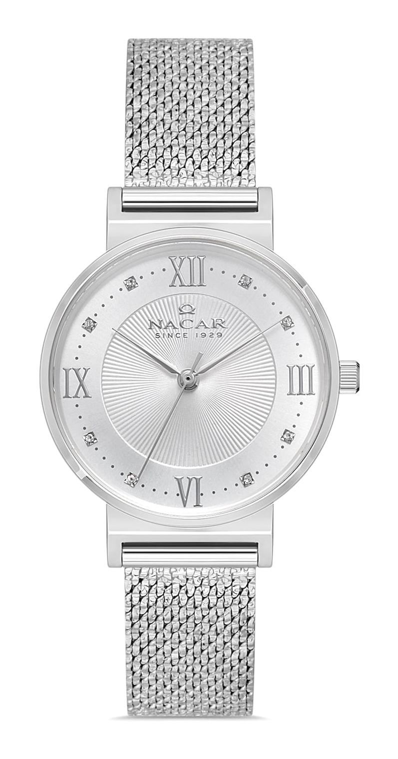 Nacar NC18-3914C631-AWMS 31 mm Gri Çelik Kordon Analog Kadın Kol Saati