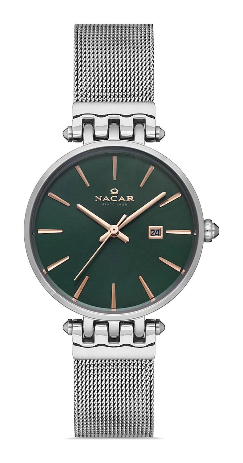Nacar 34390506-ANM 30 mm Gri Hasır Kordon Analog Kadın Kol Saati