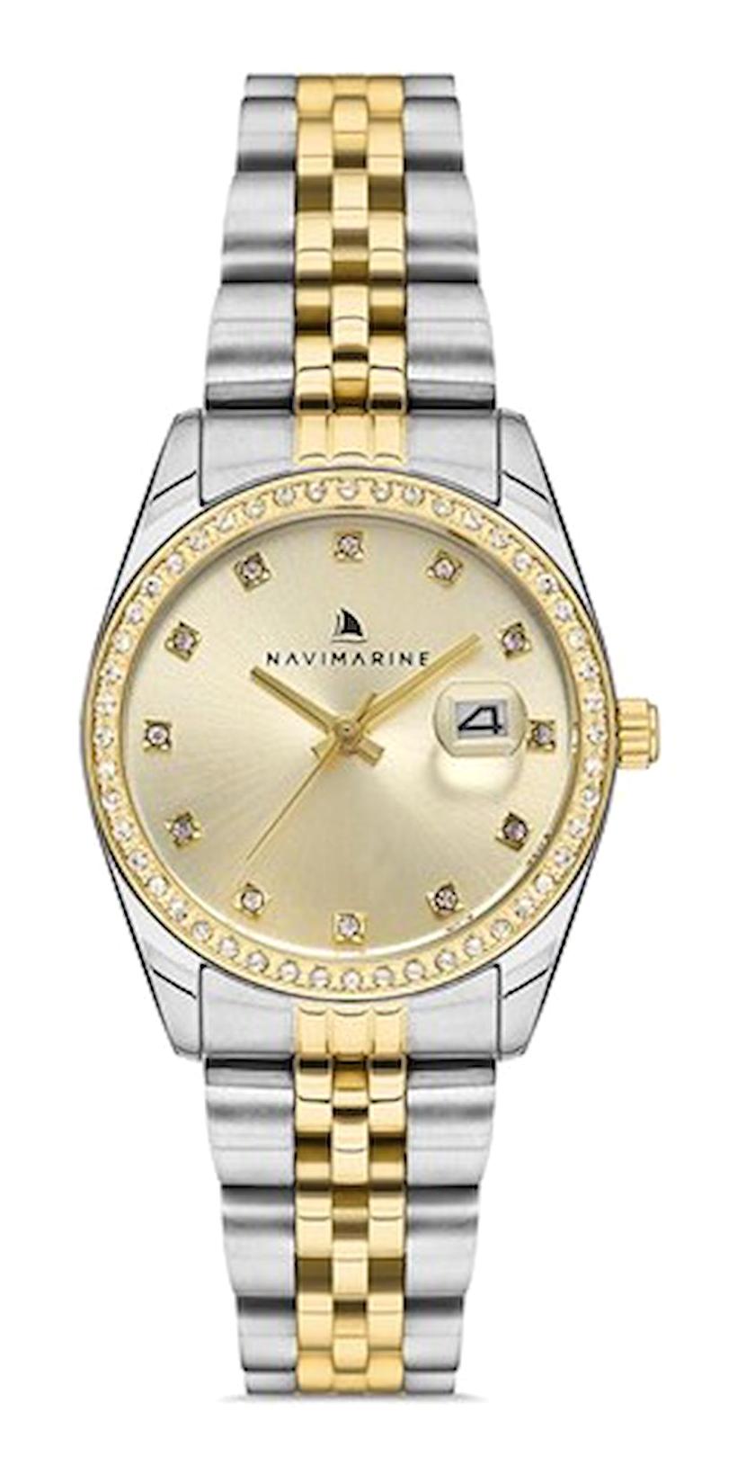 Navimarine NVM70-D4 Takvimli 26 mm Altın-Gri Çelik Kordon Analog Erkek Kol Saati