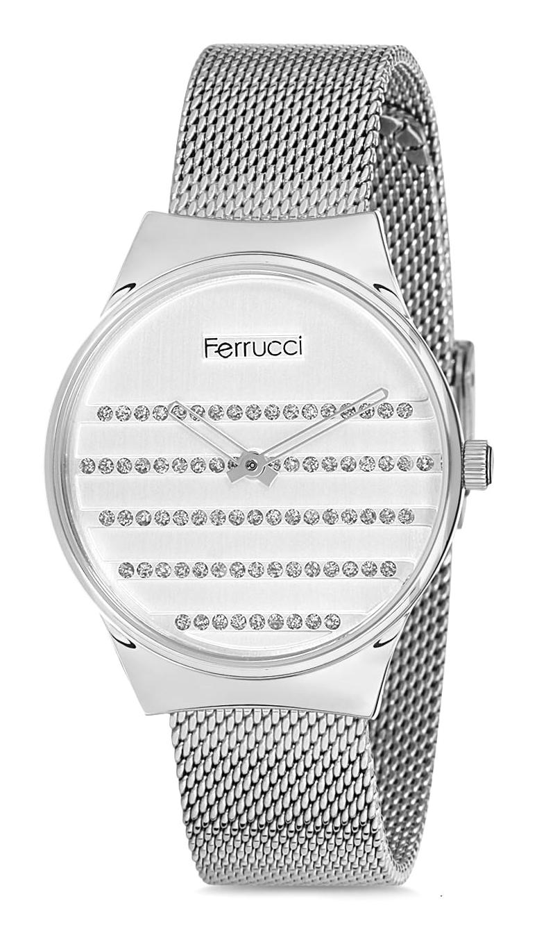 Ferrucci 9FM2355 38 mm Gri Çelik-Hasır Kordon Analog Kadın Kol Saati