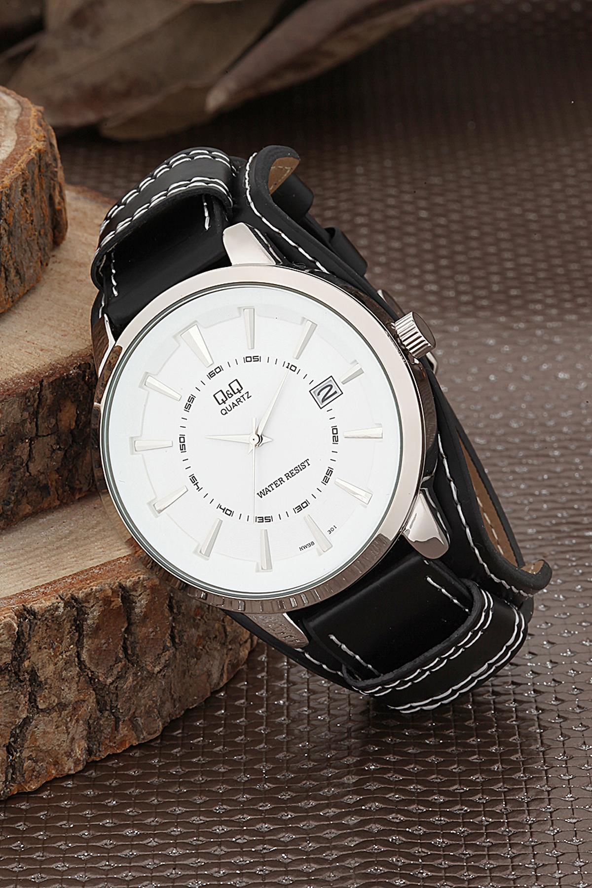 Q&Q 3B660 36 mm Siyah Deri Kordon Analog Kadın Kol Saati