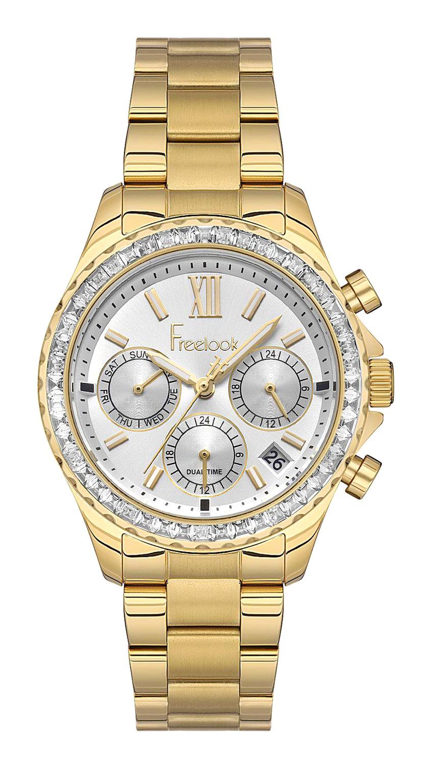 Freelook FL.1.10093.1 Takvimli 37 mm Altın Çelik Kordon Analog Kadın Kol Saati