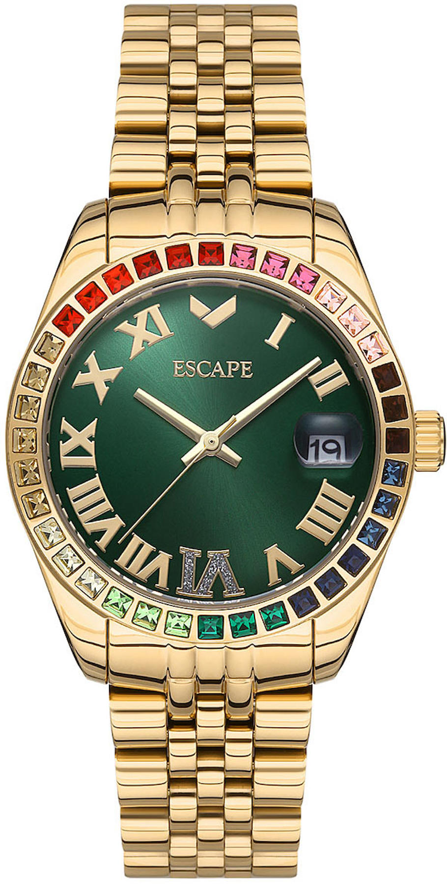 Escape ESCP203604 Takvimli 36 mm Altın Çelik Kordon Analog Kadın Kol Saati