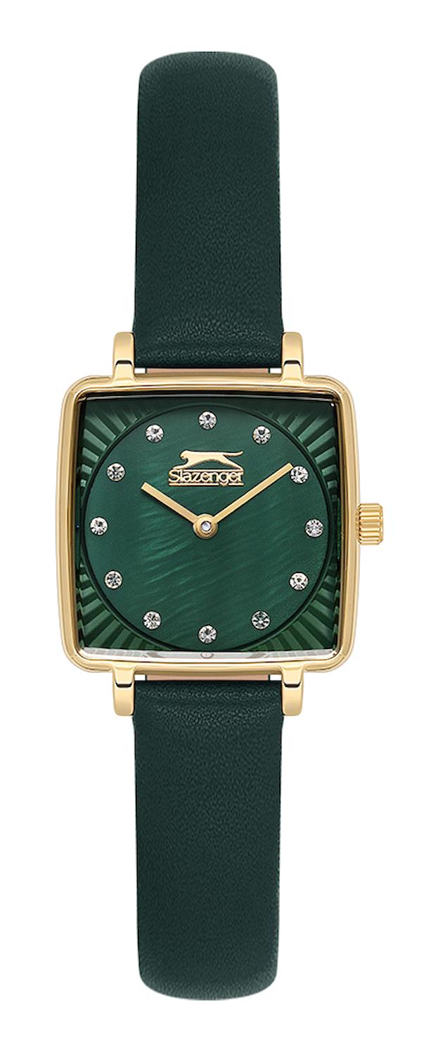 Slazenger SL.09.2256.3.03 25 mm Yeşil Deri Kordon Analog Kadın Kol Saati