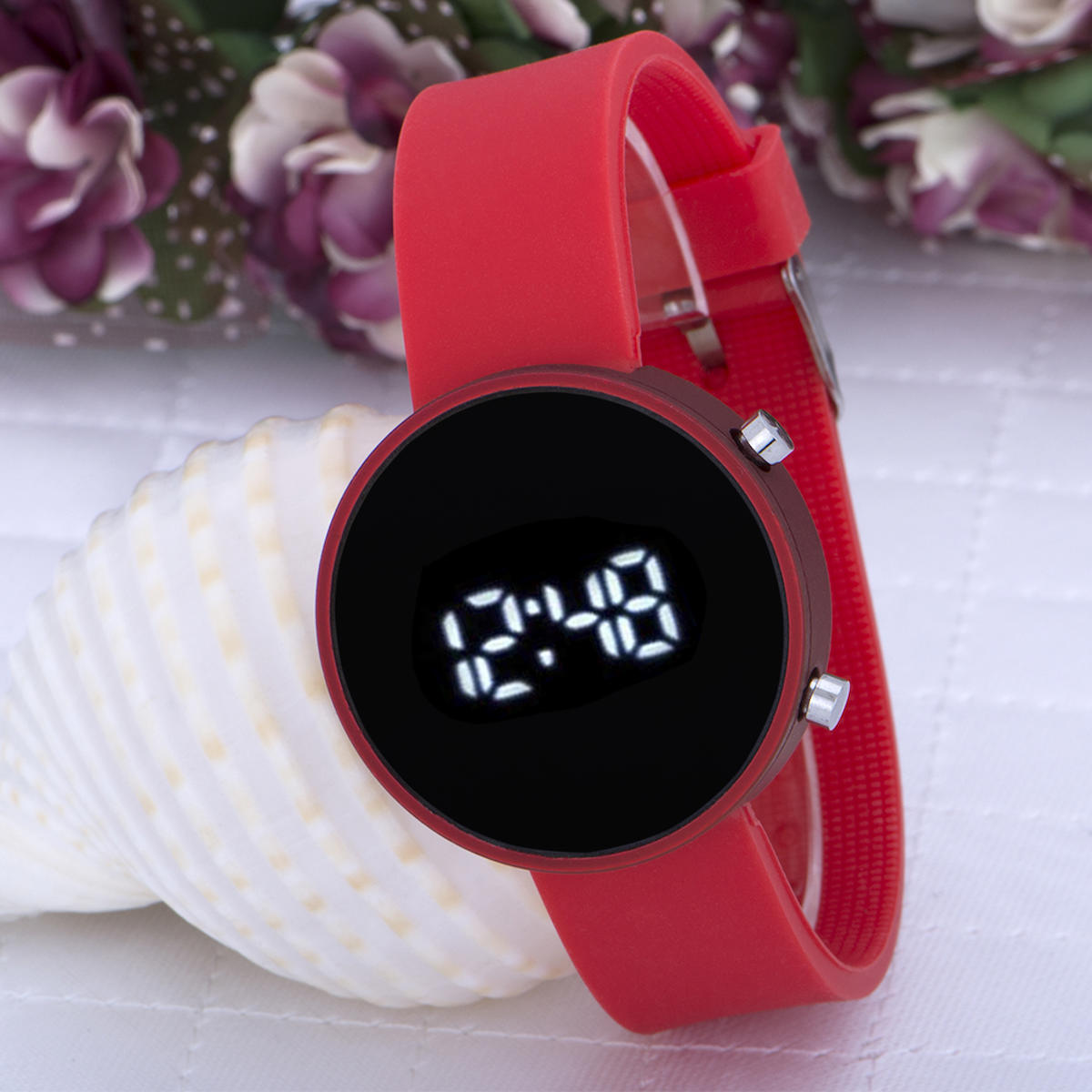 Oleydi Takvimli 36-40 mm Kırmızı Silikon Kordon Dijital Unisex Kol Saati