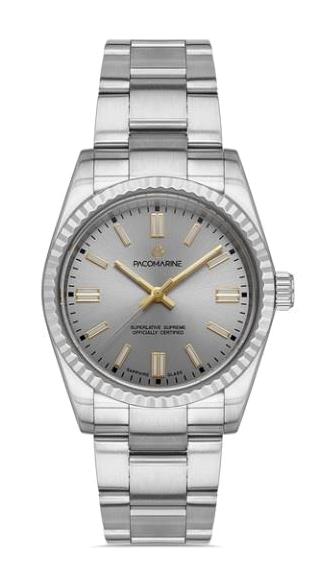 Pacomarine PM.22010.01W 38 mm Gri Çelik Kordon Analog Kadın Kol Saati