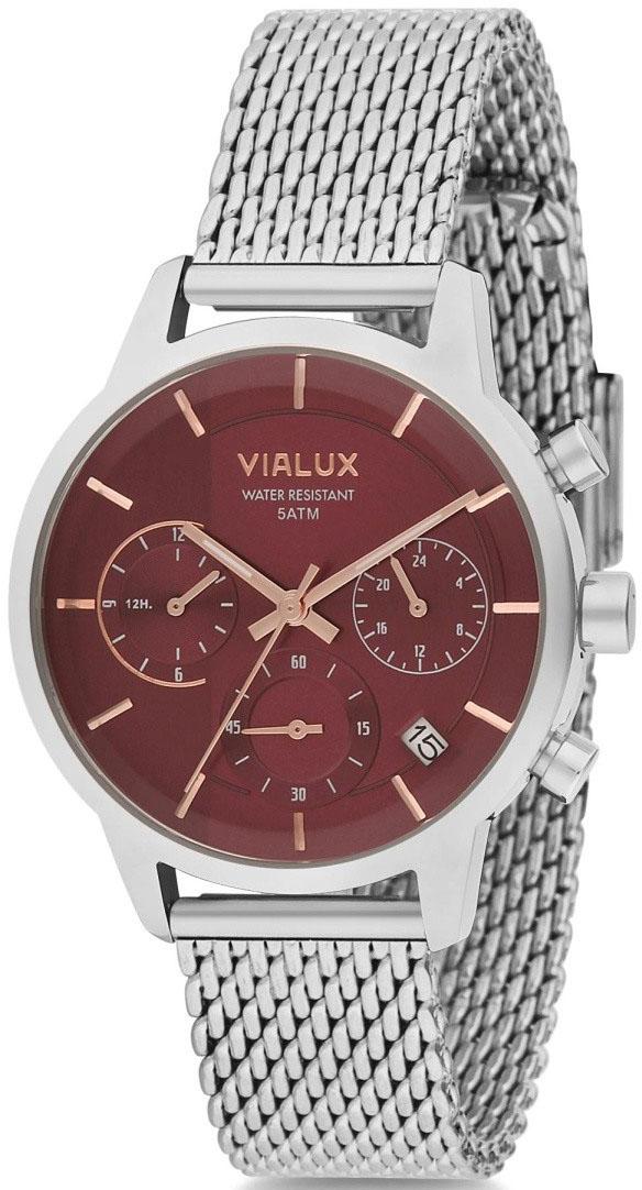 Vialux LY552S-14SR Takvimli 35 mm Gri Çelik Kordon Analog Kadın Kol Saati