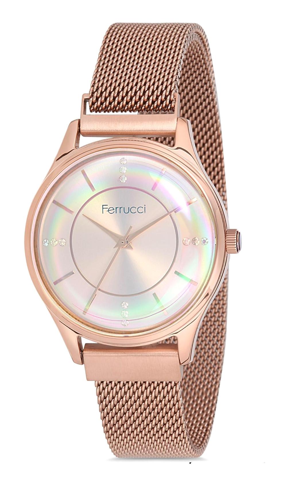 Ferrucci 9FM2174 38 mm Rose Gold Çelik-Hasır Kordon Analog Kadın Kol Saati
