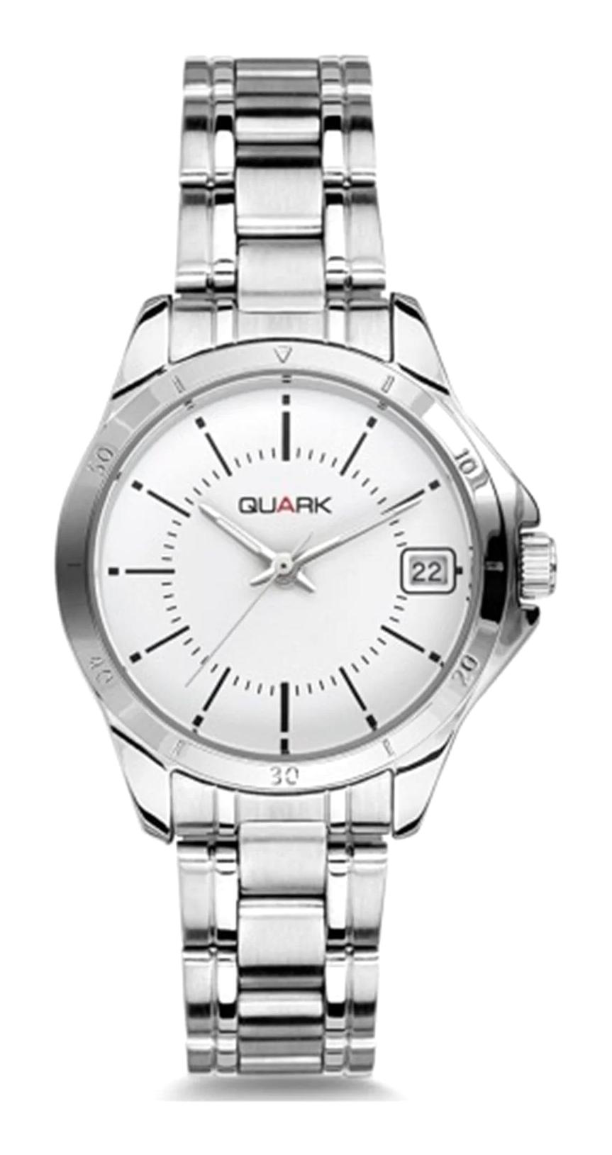 Quark QL-V004D-7A Takvimli 40 mm Gri Çelik Kordon Analog Kadın Kol Saati