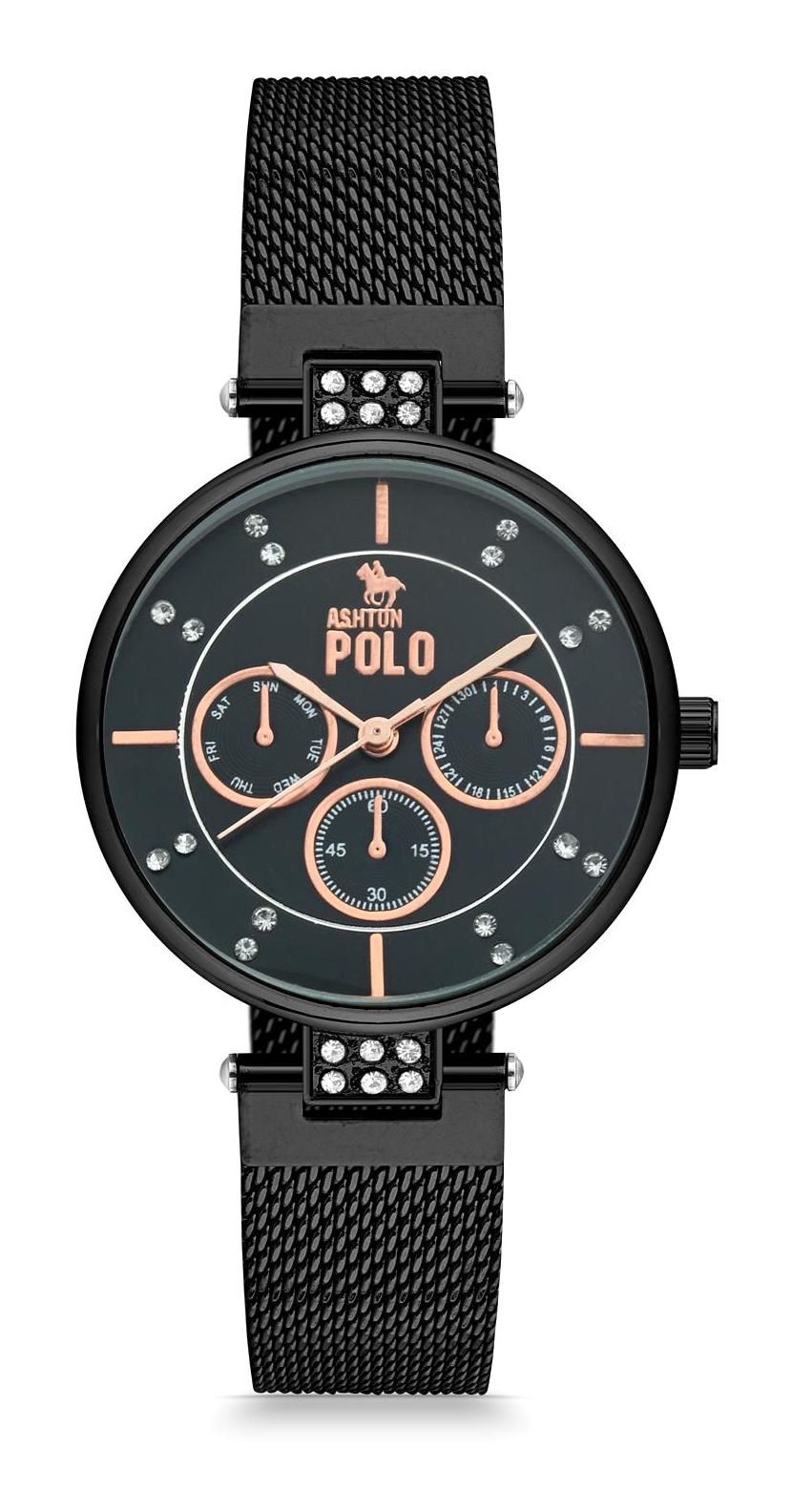 Ashton Polo ZBH18031A 38 mm Siyah Metal Kordon Analog Kadın Kol Saati