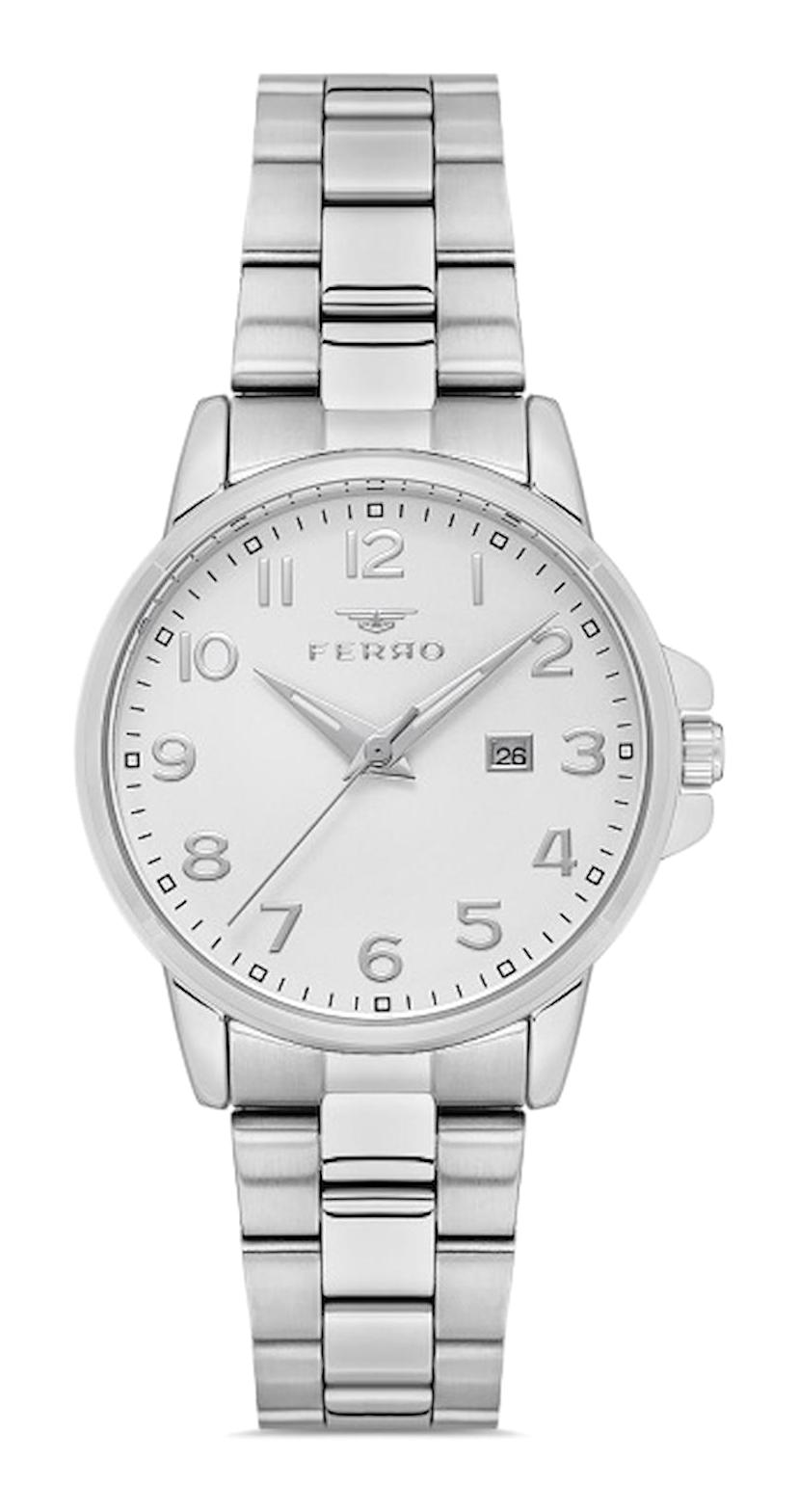 Ferro FL21393A-A 34 mm Gri Metal Kordon Analog Kadın Kol Saati