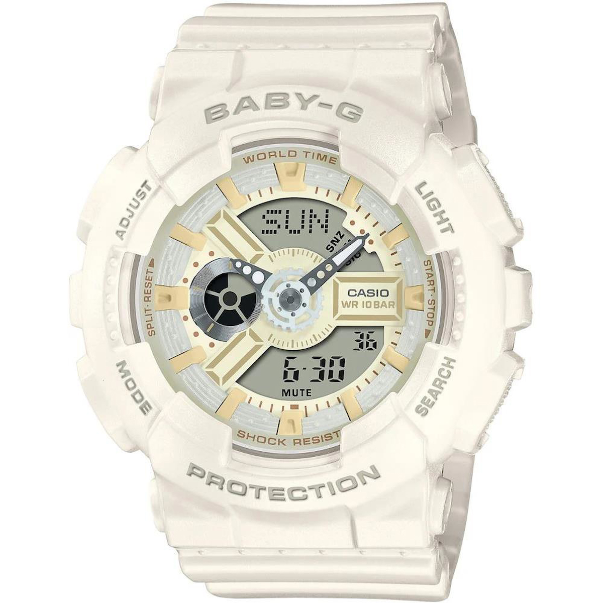 Casio BABY-G BA-110XSW-7ADR Takvimli 43.4 mm Beyaz Silikon Kordon Analog Kadın Kol Saati